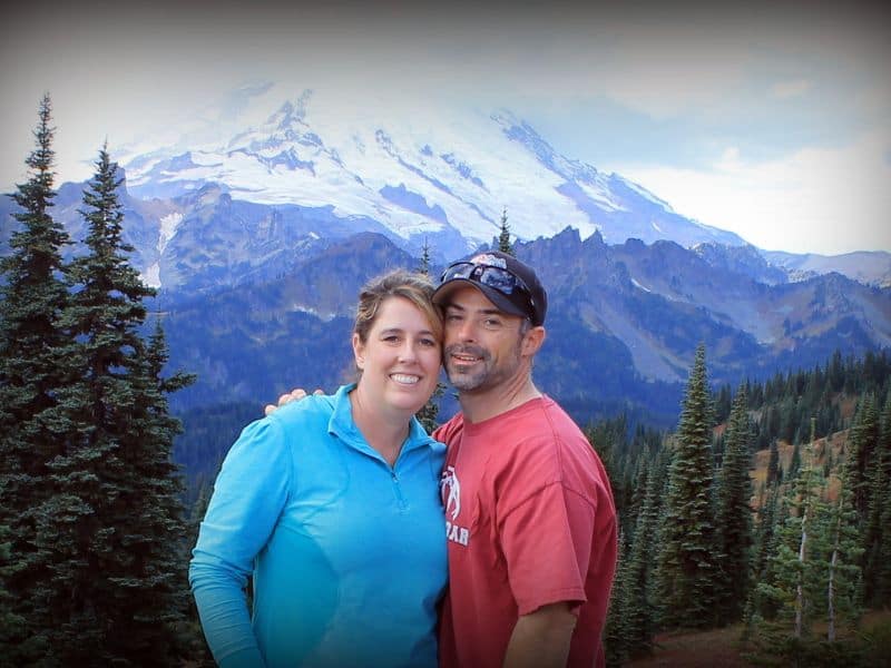 Standing in front of Mount Rainier