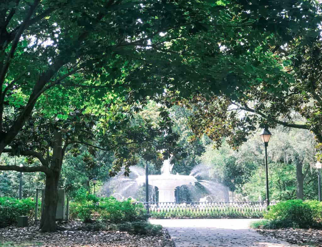The Best Weekend Girls Getaways in the US 21 A Fountain under green trees