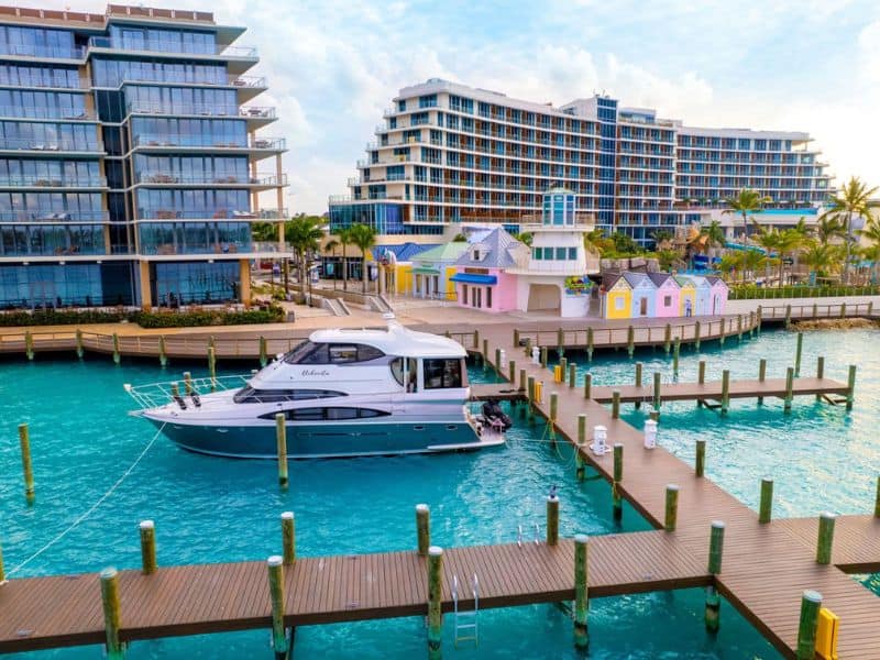 Margaritaville Nassau Day Pass Review: Is it worth it? 5 Margaritaville View with aboat parked.