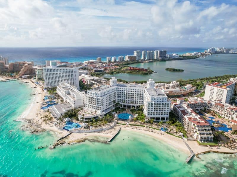 Ariel view of Cancun Riu and hotel zone