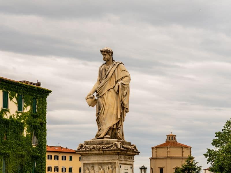 Statue against gray sky