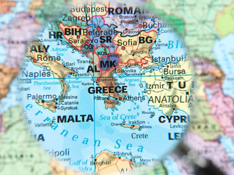 Map showing the Mediterranean Sea