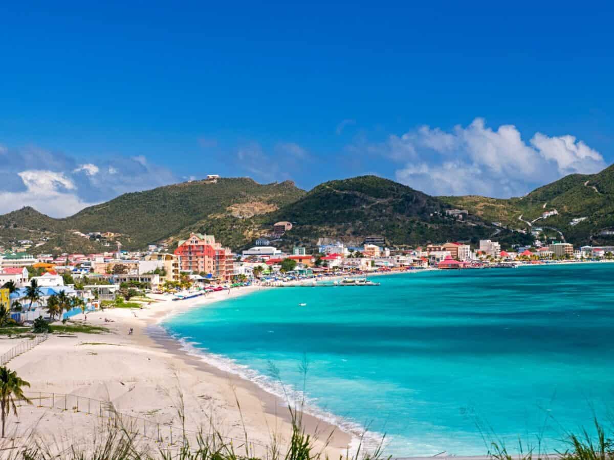 Crescent shaped beach in St Martin