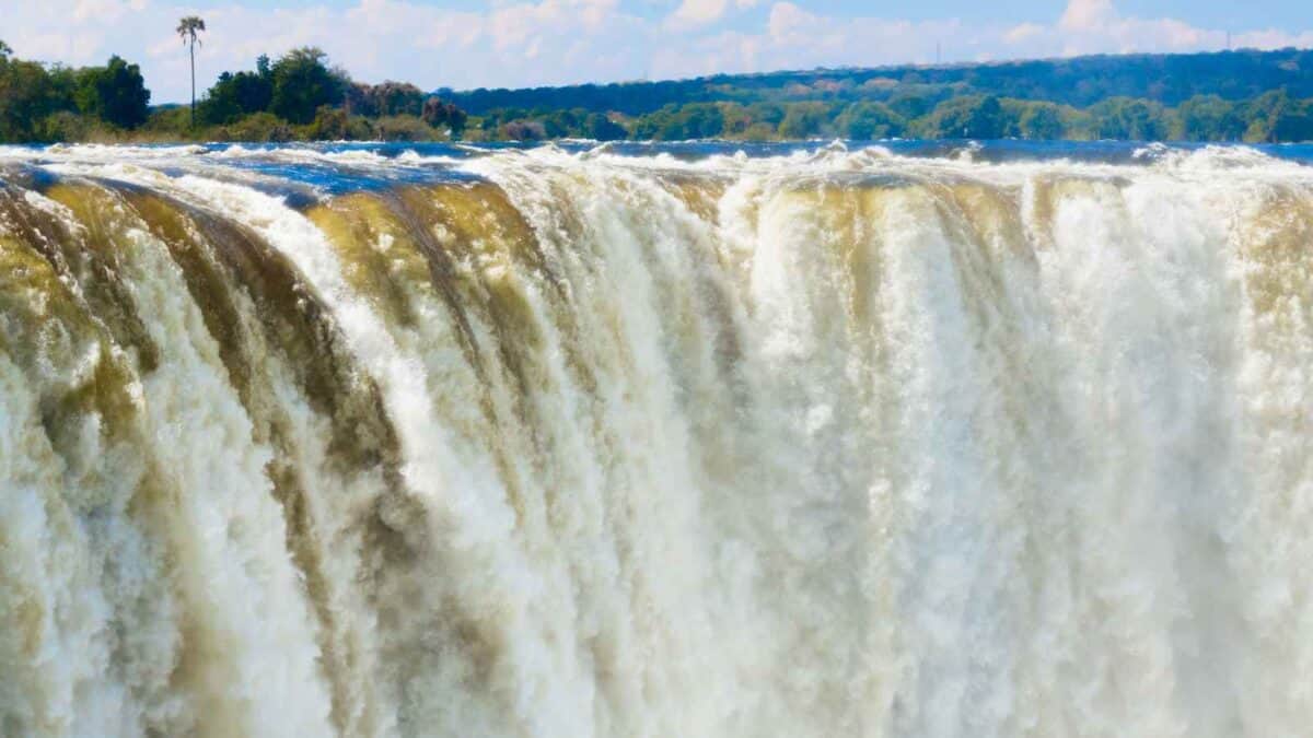 Close up view of Victoria Falls in Zambia- 15 Magical Waterfalls Perfect for a Refreshing Swim