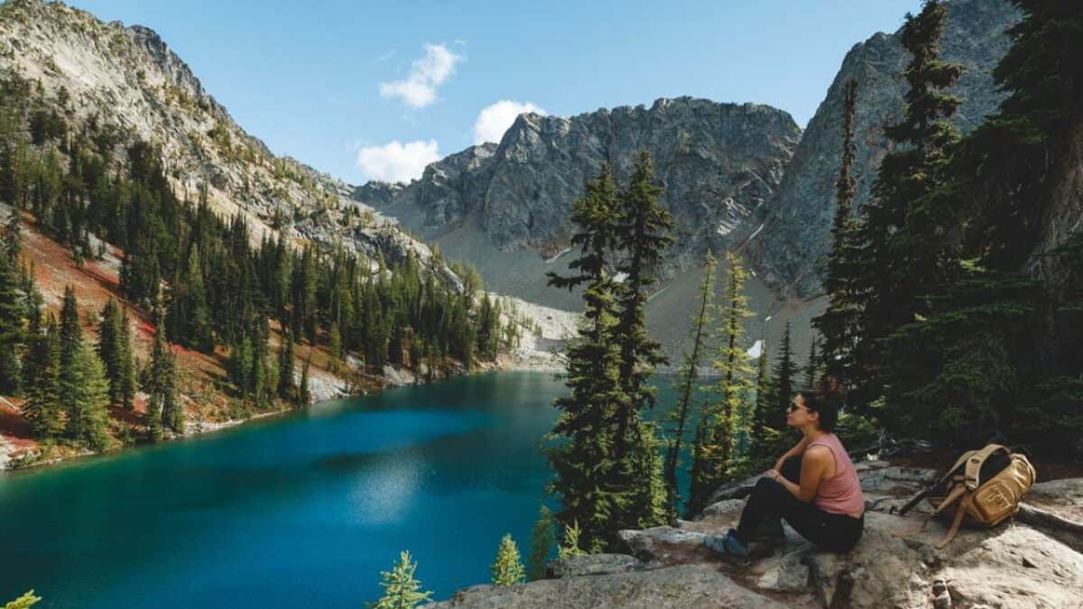 Hiking on blue laket trail.