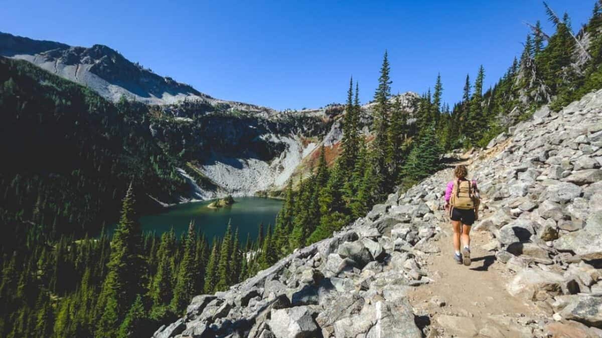 Hiking in maple pass trail